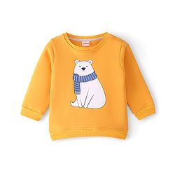 Babyhug Fleece Knit Full Sleeves Sweatshirt With Bear Graphics - Yellow