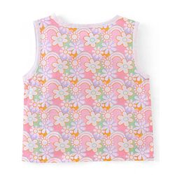 Babyhug Cotton Woven Sleeveless Vest & Pajama Set Floral Print - Pink