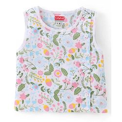 Babyhug Cotton Woven Sleeveless Vest & Pajama Set Floral Print - Pink
