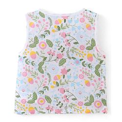 Babyhug Cotton Woven Sleeveless Vest & Pajama Set Floral Print - Pink
