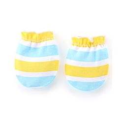 Babyhug 100% Cotton Knit Mittens Star & Bear Print Pack of 3- Blue & Yellow