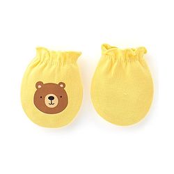 Babyhug 100% Cotton Knit Mittens Star & Bear Print Pack of 3- Blue & Yellow
