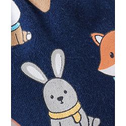 Babyhug 100% Cotton Interlock Knit Mittens And Booties Dino Print - Navy Blue