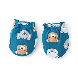 Babyhug 100% Cotton Mittens & Booties Bear Print - Blue