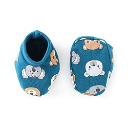Babyhug 100% Cotton Mittens & Booties Bear Print - Blue