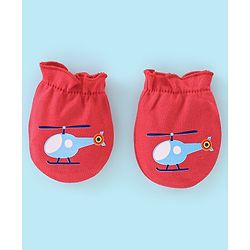 Babyhug 100% Cotton Knit Mittens Car Print Pack Of 3 - Multicolor