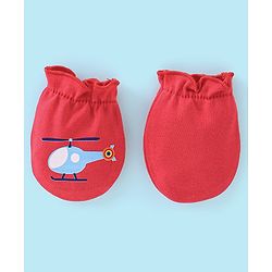 Babyhug 100% Cotton Knit Mittens Car Print Pack Of 3 - Multicolor