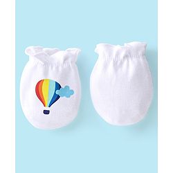 Babyhug 100% Cotton Knit Mittens Car Print Pack Of 3 - Multicolor