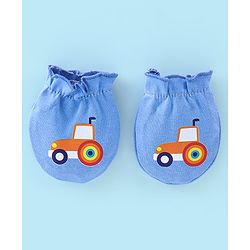 Babyhug 100% Cotton Knit Mittens Car Print Pack Of 3 - Multicolor