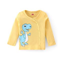 Babyhug 100% Cotton Full Sleeves Front Button Antibacterial Vest Dino Print Pack of 3 - Multicolour