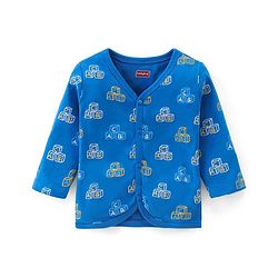 Babyhug 100% Cotton Knit Full Sleeves Striped & Text Printed Antibacterial Vests Pack of 3 - Blue & Yellow