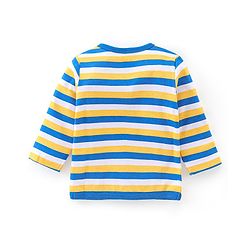 Babyhug 100% Cotton Knit Full Sleeves Striped & Text Printed Antibacterial Vests Pack of 3 - Blue & Yellow