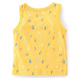 Babyhug 100% Cotton Anti Bacterial Sleeveless Sando With Alphabet Print Pack of 3 - Yellow & Blue