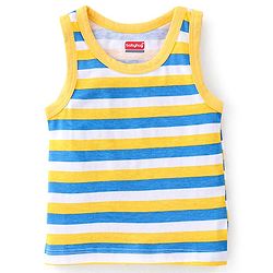 Babyhug 100% Cotton Anti Bacterial Sleeveless Sando With Alphabet Print Pack of 3 - Yellow & Blue