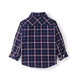 Babyhug Cotton Woven Full Sleeves Shirt Checkered with Bow - Navy Blue