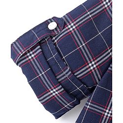 Babyhug Cotton Woven Full Sleeves Shirt Checkered with Bow - Navy Blue