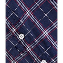 Babyhug Cotton Woven Full Sleeves Shirt Checkered with Bow - Navy Blue