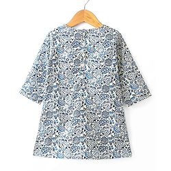 Babyhug Cotton Three Fourth Sleeves Kurta Sharara Set with Dupatta Floral Printed - Blue