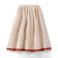 Babyhug Woven Half Sleeve Bocade Pattu Pavada Lehenga Choli and Dupatta Set Ikat Print - Maroon & White
