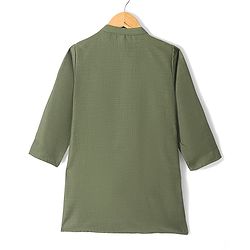 Babyhug 100% Cotton Woven Full Sleeves Kurta & Pyjama Set With Ikat Print Jacket - Green