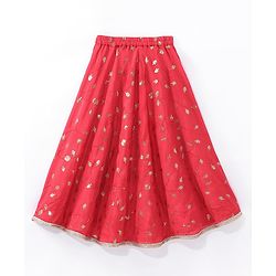 Babyhug Woven Sleeveless Sequenced Choli With Embroidered Lehenga And Dupatta - Red