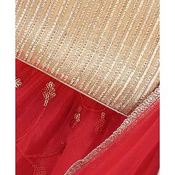 Babyhug Woven Sleeveless Sequenced Choli With Embroidered Lehenga And Dupatta - Red