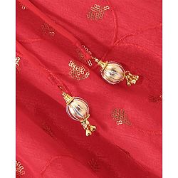 Babyhug Woven Sleeveless Sequenced Choli With Embroidered Lehenga And Dupatta - Red