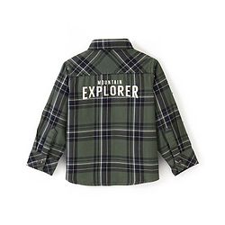 Babyhug 100% Cotton Knit Full Sleeves Shirt Checkered - Olive Green