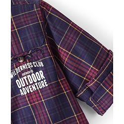 Babyhug 100% Cotton Full Sleeves Mandarin Collar Checks Shirt -Red and Blue