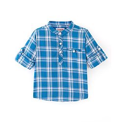 Babyhug Woven Full Sleeves Kurta Shirt Checkered - Blue