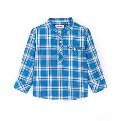 Babyhug Woven Full Sleeves Kurta Shirt Checkered - Blue