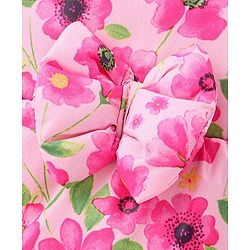 Babyhug 100% Cotton Full Sleeves Hooded Quilted  Jacket With Floral Print - Pink