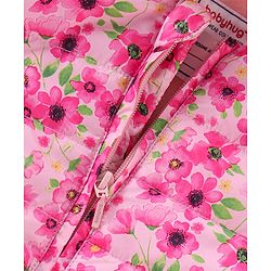 Babyhug 100% Cotton Full Sleeves Hooded Quilted  Jacket With Floral Print - Pink