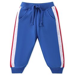 Babyhug Cotton Knit Full Sleeves Hooded Jacket with T-Shirt & Lounge Pant - Blue & Red