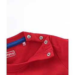 Babyhug Cotton Knit Full Sleeves Hooded Jacket with T-Shirt & Lounge Pant - Blue & Red