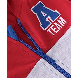 Babyhug Cotton Knit Full Sleeves Hooded Jacket with T-Shirt & Lounge Pant - Blue & Red