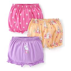 Babyhug 100% Cotton Knit Bloomer Floral Print Pack of 3 - Multicolor