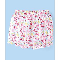 Babyhug 100% Cotton Knit Bloomers Butterfly Print Pack of 3 - Pink & White