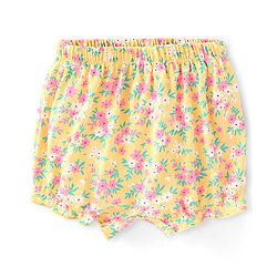 Babyhug 100% Cotton Bloomers Fox & Floral Print Pack of 3- Blue Yellow & Pink