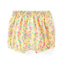 Babyhug 100% Cotton Bloomers Fox & Floral Print Pack of 3- Blue Yellow & Pink