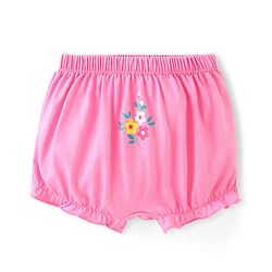 Babyhug 100% Cotton Bloomers Fox & Floral Print Pack of 3- Blue Yellow & Pink