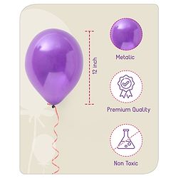 Babyhug Metallic Balloons with Ribbons Pack of 53 (Colour & Print May Vary)