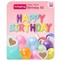 Babyhug Pastel Theme Birthday Decor Kit - Pack of 68 - Multicolour | Elegant Setup for Special Occasions