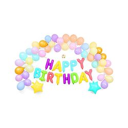 Babyhug Pastel Theme Birthday Decor Kit - Pack of 68 - Multicolour | Elegant Setup for Special Occasions