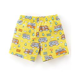 Babyhug 100% Cotton Trunk Striped & Car Print Pack Of 3 - Orange Yellow & Blue