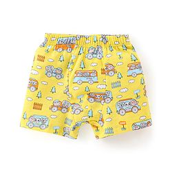 Babyhug 100% Cotton Trunk Striped & Car Print Pack Of 3 - Orange Yellow & Blue