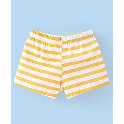 Babyhug 100% Cotton Knit Lion Print Trunks Pack of 3 - White Blue & Yellow
