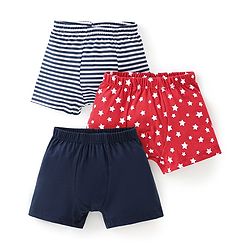 Babyhug 100% Cotton Knit Trunk Stripes & Star Print Pack of 3 - Multicolor