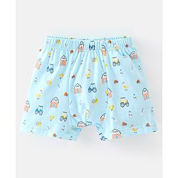 Babyhug 100% Cotton Knit Farm Print Trunks Pack of 3 - Green Blue & Red