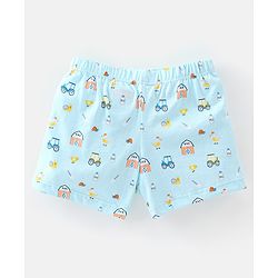Babyhug 100% Cotton Knit Farm Print Trunks Pack of 3 - Green Blue & Red